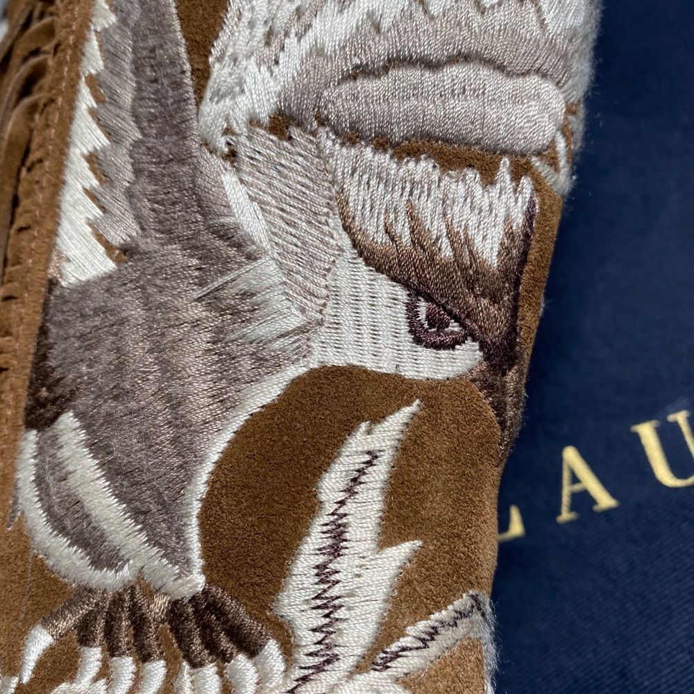 Ralph Lauren Fall 2015 Runway Collection Morel Suede Embroidered Fringe Boot - Picture 16 of 17